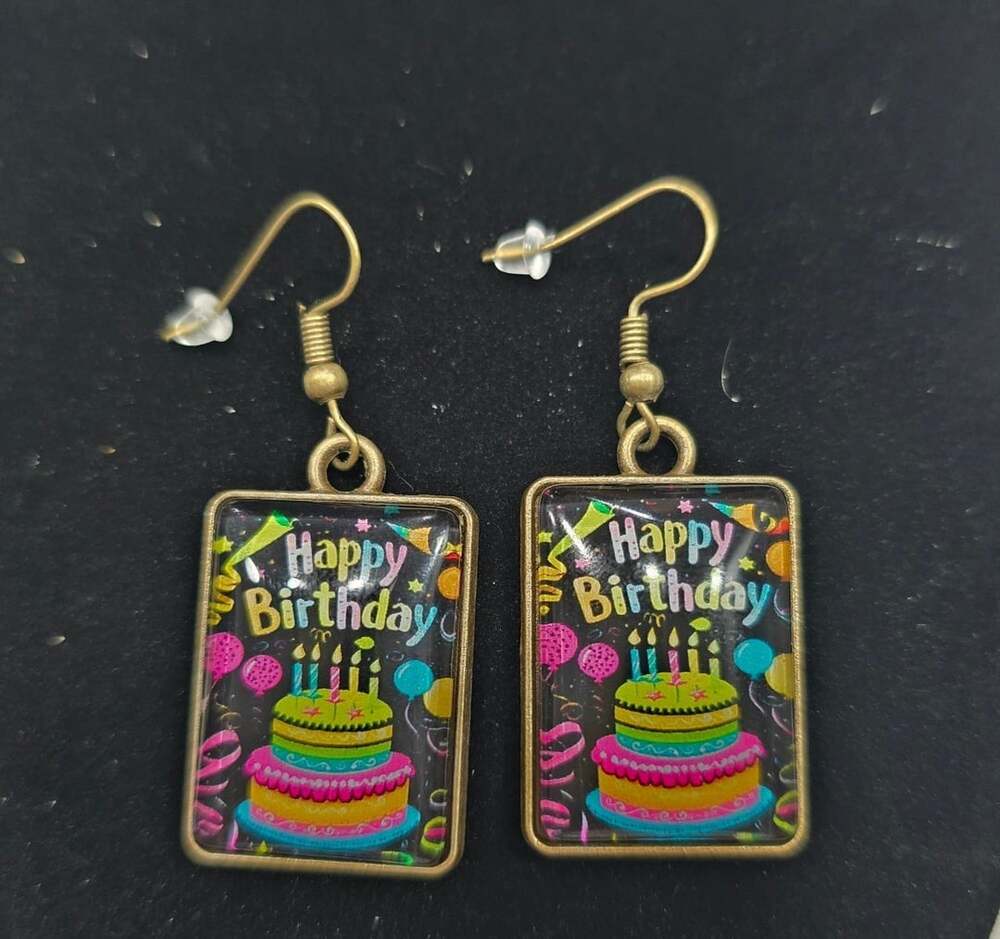 Happy Birthday Cake Earrings